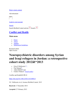Neuropsychiatric disorders among Syrian and Iraqi refugees in