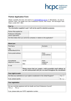 Partners application form part one