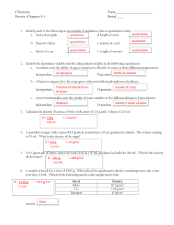 Chemistry Name_____________________________ Review