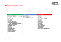 Learning Descriptors - Tidbinbilla Nature Reserve