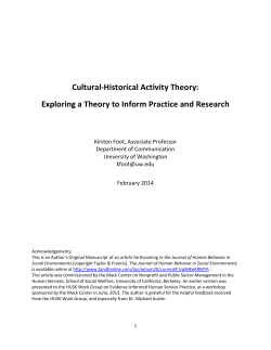 Cultural-Historical Activity Theory: A Primer