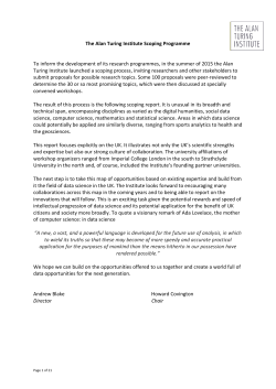 The Alan Turing Institute Scoping Programme To inform the