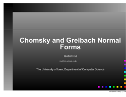 Chomsky and Greibach Normal Forms