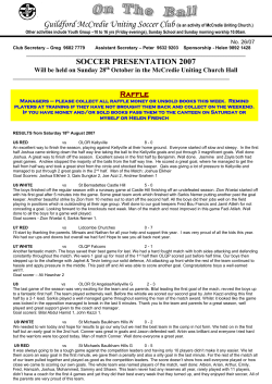 Manager and Coach Information Sheet