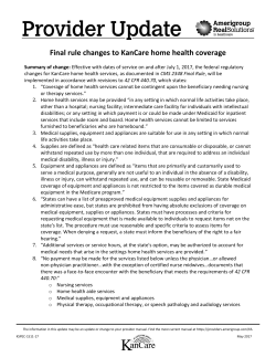 Final rule changes to KanCare home health coverage