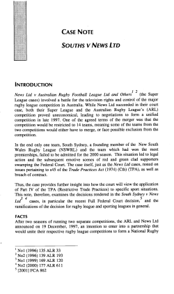 News Ltd v Australian Rugby Football League Ltd and