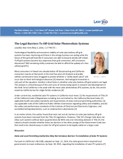 The Legal Barriers To Off-Grid Solar Photovoltaic