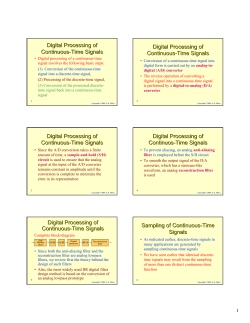 Digital Processing of Continuous-Time Signals Digital Processing of