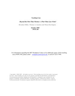 Beyond the part time partner: A part time law firm