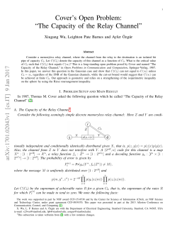 Cover`s Open Problem: &ldquo;The Capacity of the Relay
