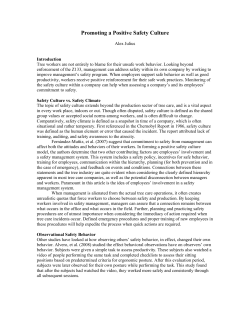 Promoting a Positive Safety Culture