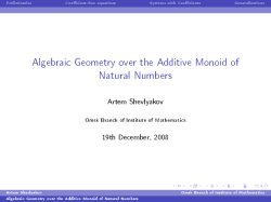 Algebraic Geometry over the Additive Monoid of Natural Numbers