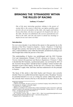 bringing the `strangers` within the rules of racing