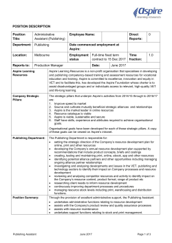 Publishing Assistant Position Description