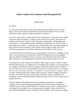 Joint ventures in Lebanese and European law