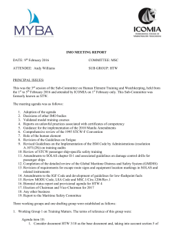 IMO MEETING REPORT DATE: 9th February 2016 COMMITTEE