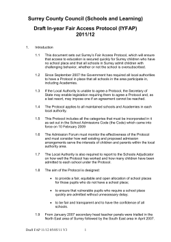 Amendment to IYFAP protocol re management of hard to place pupils