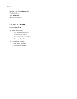 Lecture 6: Integer programming