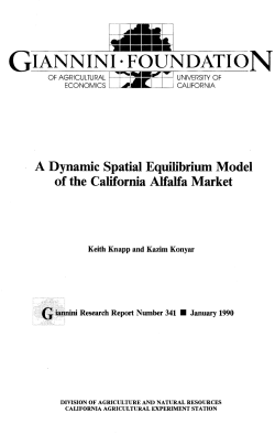A Dynamic Spatial Equilibrium Model of the California Alfalfa Market