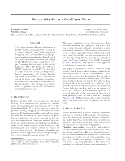 Feature Selection as a One-Player Game