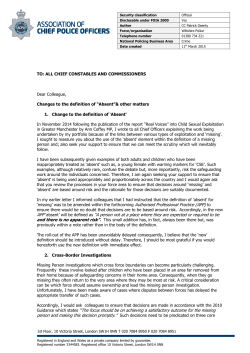 APP `absent` will be defined as &ldquo;A person not at a place where they