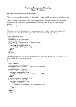 Parameter Redundancy Workshop