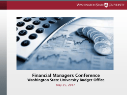 Administering the WSU Operating Budget