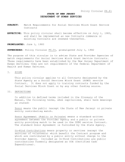 Match Requirements for Social Services Block Grant Service Contracts
