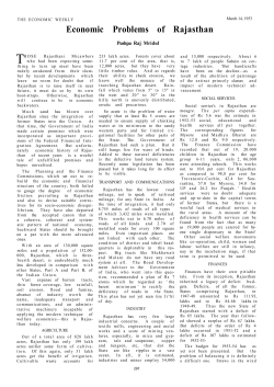 Economic Problems of Rajasthan - Economic and Political Weekly