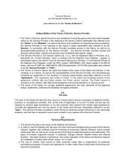 Terms of Service by Ten Square Games sp. z o.o. (also referred to