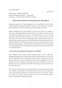 Outline of Yamaha`s Medium-Term Management Plan "NEXT