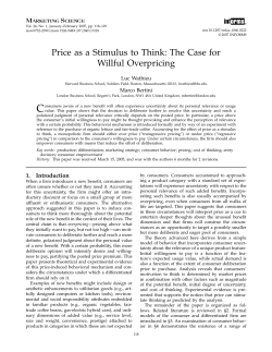 Price as a Stimulus to Think: The Case for Willful Overpricing
