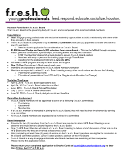 Houston Food Bank`s f.r.e.s.h. Board The f.r.e.s.h. Board is the