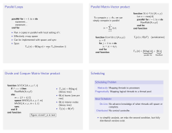 Parallel Loops Parallel Matrix-Vector product Divide and Conquer