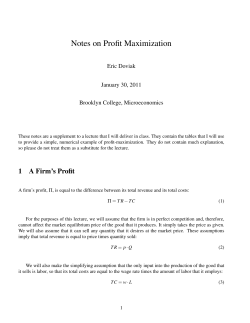 Notes on Profit Maximization