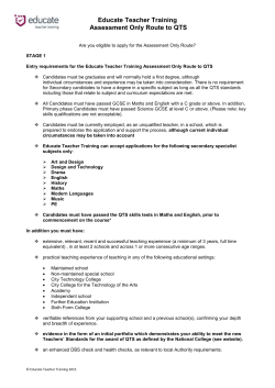 Educate Teacher Training Assessment Only Route to QTS