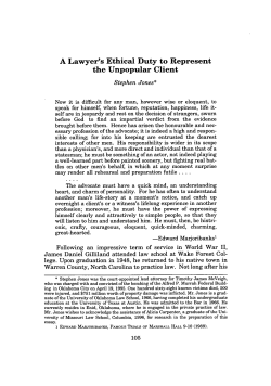 Lawyer`s Ethical Duty to Represent the Unpopular Client, A