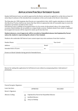 APPLICATION FOR SELF INTEREST LEAVE
