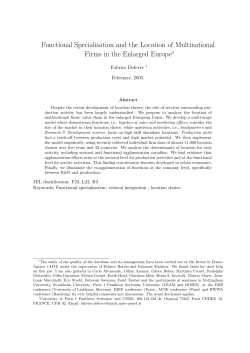 Functional Specialisation and the Location of Multinational Firms in