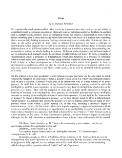 Form in Aquinas and Lonergan (revised notes 1/6/2013)