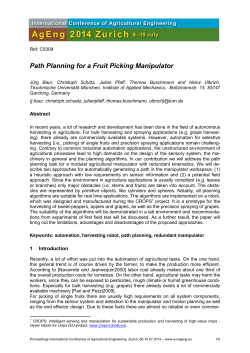 Path Planning for a Fruit Picking Manipulator