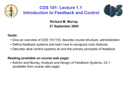 CDS 101, Lecture 1 - Control and Dynamical Systems