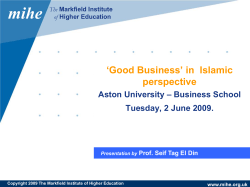 mihe www.mihe.org.uk The Markfield Institute of Higher Education