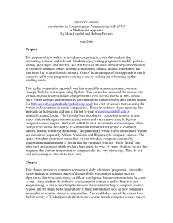 Instructor Manual for Introduction to Computing and
