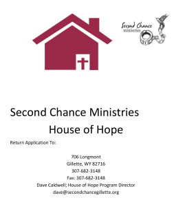 House of Hope Application - Second Chance Ministries