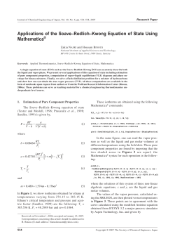 Applications of the Soave&ndash;Redlich&ndash;Kwong Equation of State Using