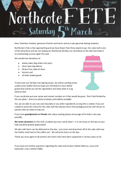 Cake stall letter - Northcote Primary School