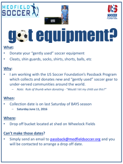 US Soccer*s Passback Program A Presentation to Medfield Youth