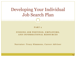 Developing Your Individual Job Search Plan