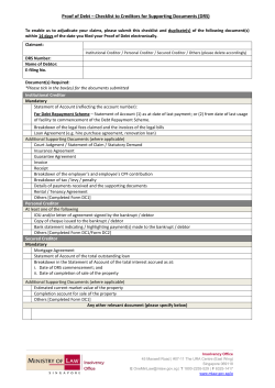 Proof of Debt &ndash; Checklist to Creditors for Supporting Documents (DRS)